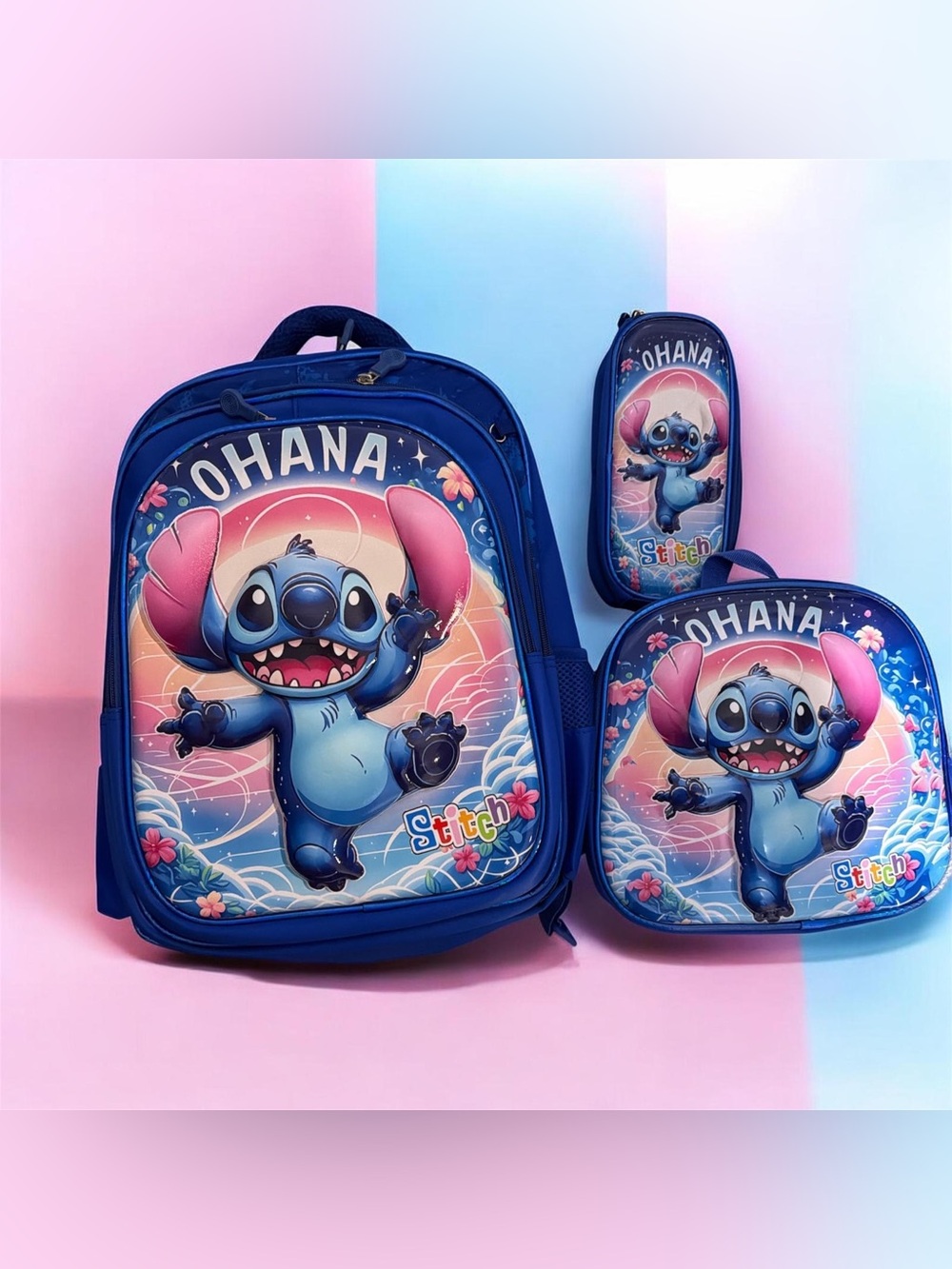Ohana Stitch Blue Kids Backpack Set